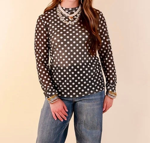 Mesh Polka Dot Layer Top
