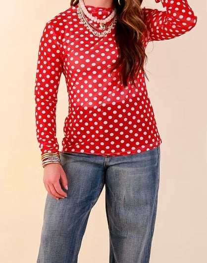 Mesh Polka Dot Layer Top