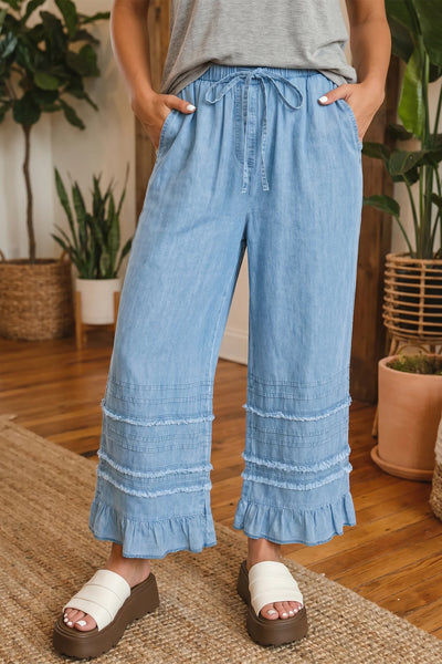 Beau Blue Ruffle Pant
