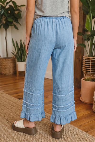 Beau Blue Ruffle Pant