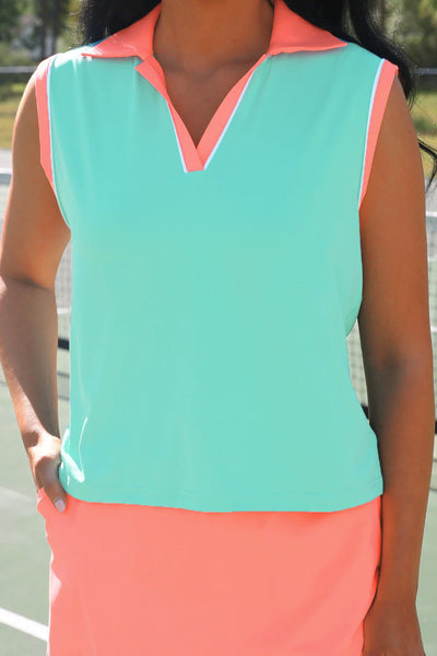 Polo Tank Mint/Coral